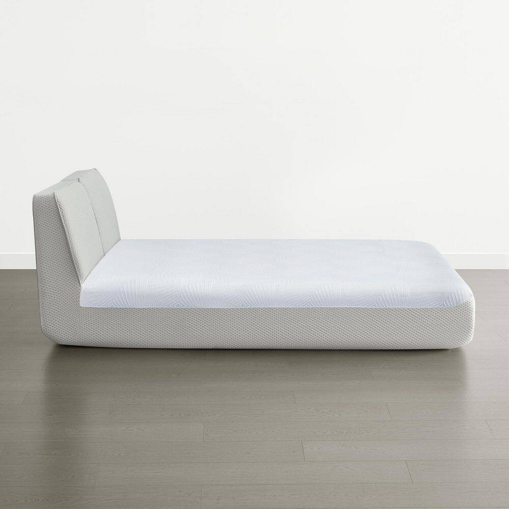 Side view of the Spruce & Spring Alina Light Gray Upholstered Bed Frame