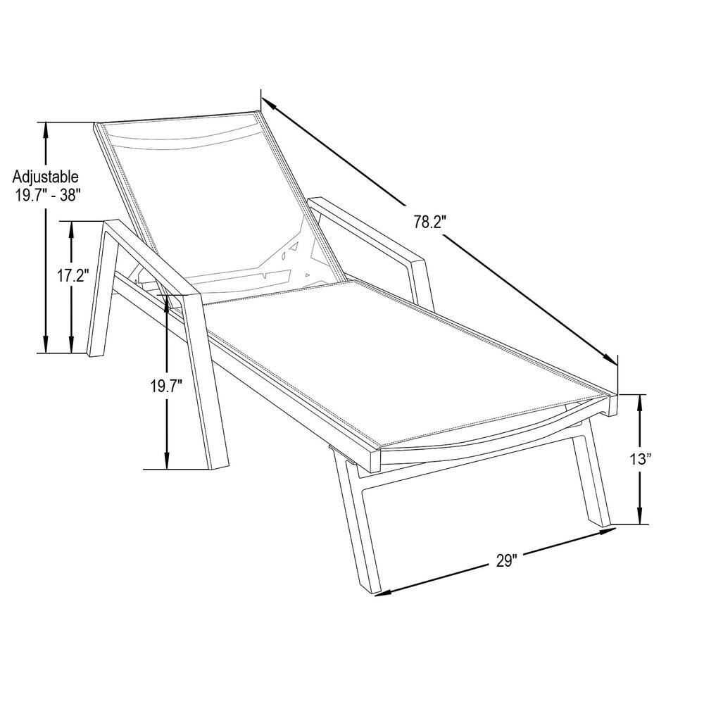 Marlin Black Aluminum Chaise Lounge Chairs with Fire Pit Table Set