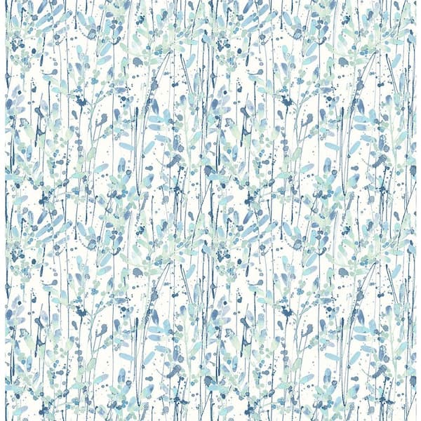 A-Street Prints Willow Blue Leaves Washable Wallpaper Sample