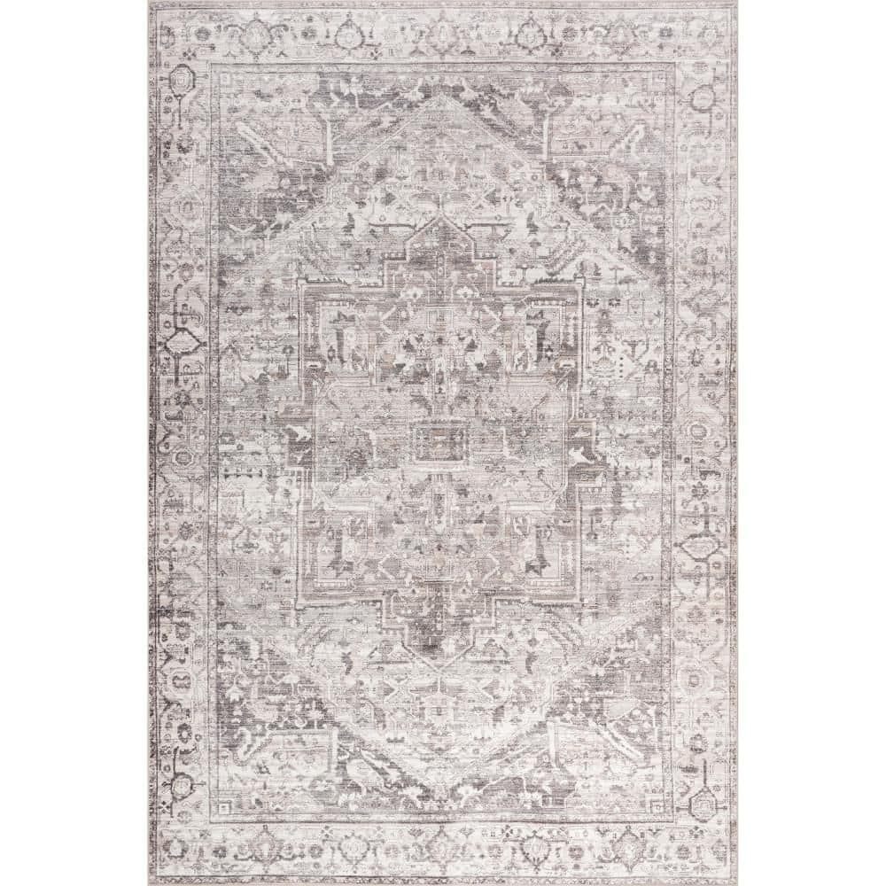 Atrium Medallion Spill Proof Washable Grey 3 ft. x 5 ft. Indoor Area Rug price history on PriceWatchPro