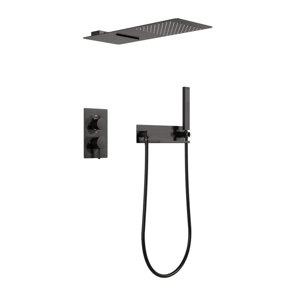 2-Spray Shower Faucet 2.5 GPM with Pressure Balance, Ultra-thin 3-Function Shower in Matte Black price history on PriceWatchPro