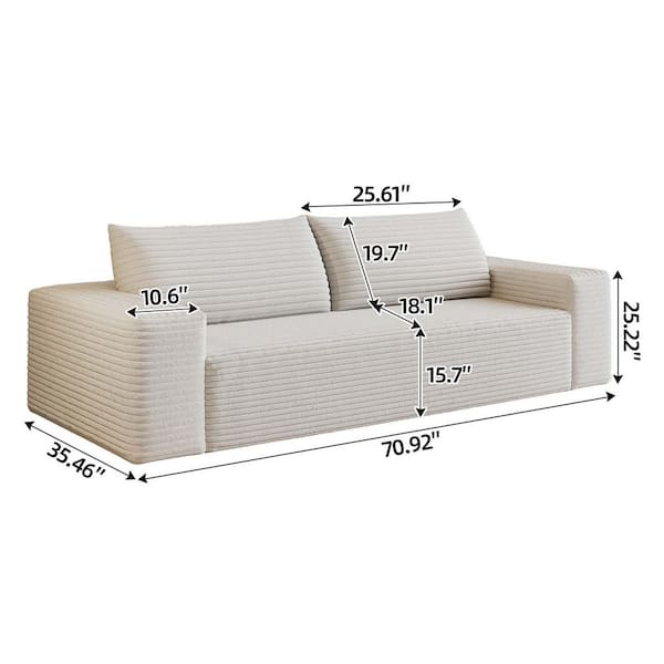 71 in. Corduroy Fabric Modern 2-Seater Loveseat Upholstered Sofa