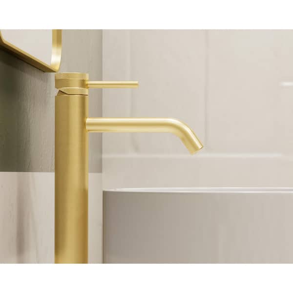 ANGELSEY Single Handle Vessel Sink Faucet with Pop-up Drain in Brushed Gold