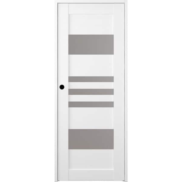 Belldinni Leti 32 in. x 83.25 in. Right-Hand Frosted Glass Bianco Noble Solid Core Wood Composite Single Prehung Interior Door