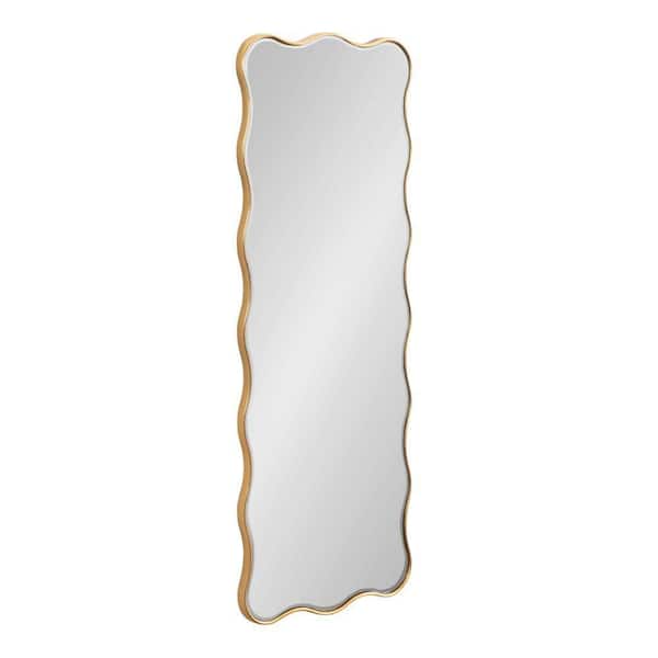 Viona Gold 18 in. W x 47 in. H MidCentury Scalloped Wood Wall Mirror