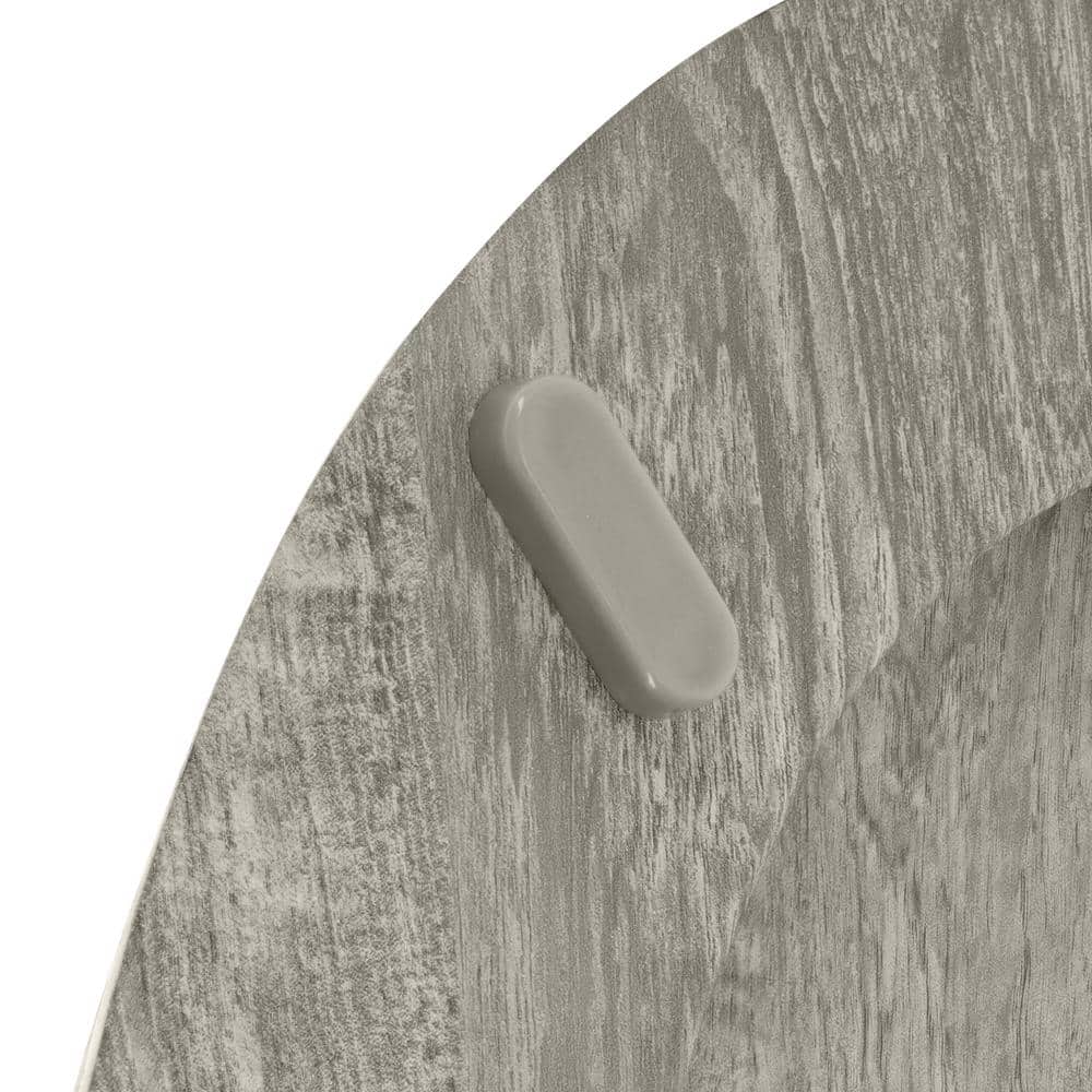 Round Distressed Gray Molded Wood Toilet Seat with Chrome Hinges
