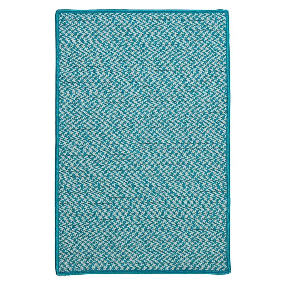 Reversible Abstract Blue Braided Synthetic Area Rug, 7'x9'