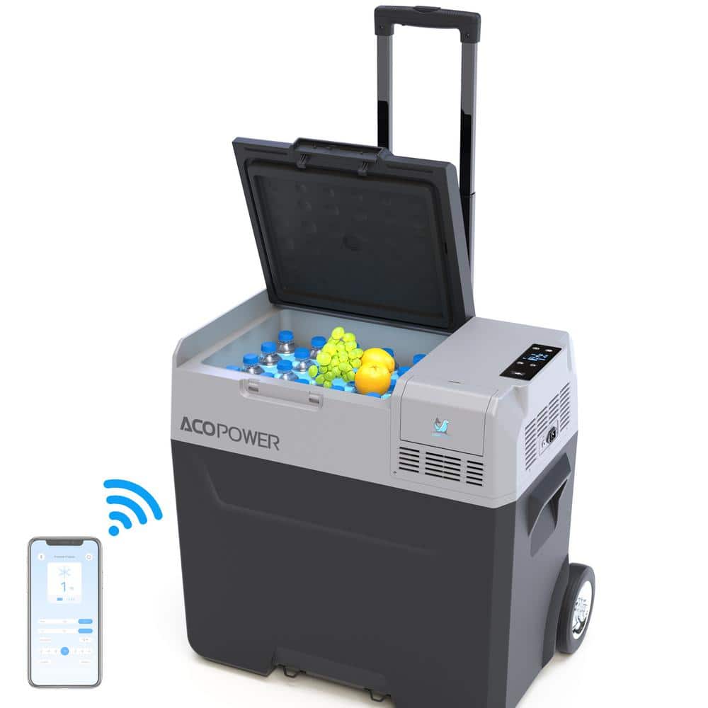 White and Grey 52 qt. Car Portable Refrigerator Cooler with APP Control and