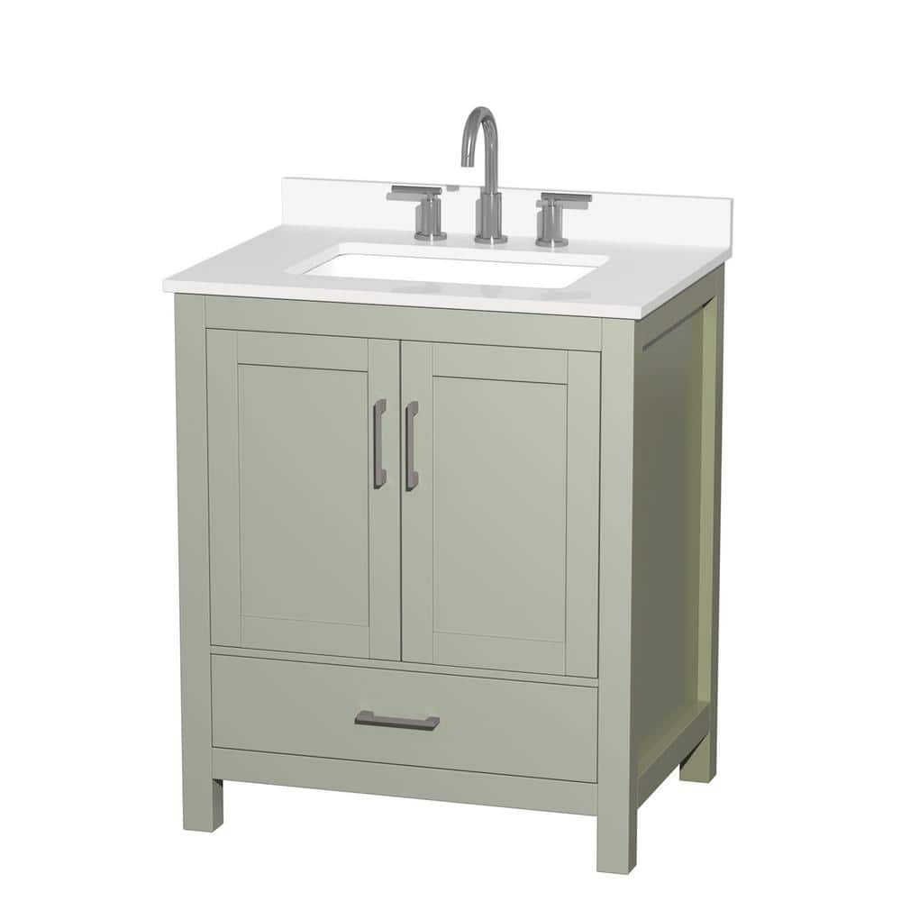 Sheffield 30 in. W. x 22 in. D x 35 in. H Single Bath Vanity in Light Green with White Quartz Top price history on PriceWatchPro