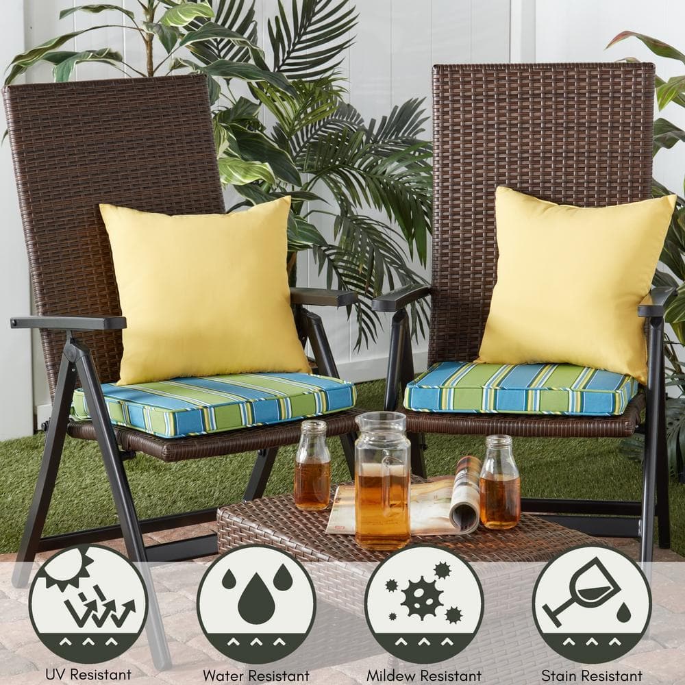 Sunbeam Yellow 17" Square Outdoor Throw Pillows, Set of 2