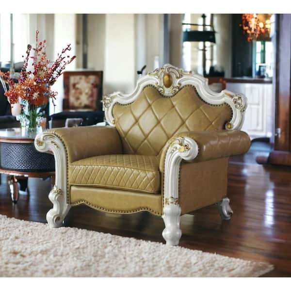 HomeRoots Pearl Armchair Set of 1 with Nail head Trim and Removable and Tufted Cushions