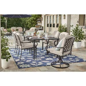 Laurel Oaks 6-Piece Steel Outdoor Dining Chairs with CushionGuard Midnight Cushions