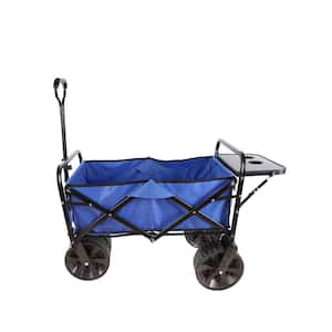 4 cu. ft. Foldable Fabric Garden Cart Outdoor Collapsible Moving Trailer Beach Cart with Big Wheels, Retractable Table