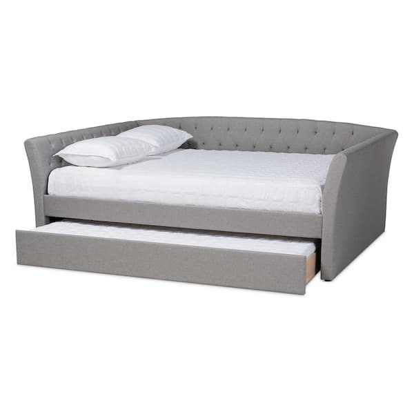 Baxton Studio Delora Light Gray Queen Trundle Daybed 158-9665-HD - The ...