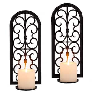 Metal Candle Sconces Hanging Wall Candle Holders (Set of 2) Black Vintage Wall Mounted Sconce