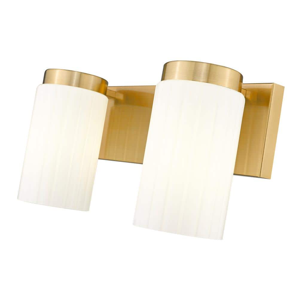 Luxe Gold Opal Glass 2-Light Modern Vanity Fixture
