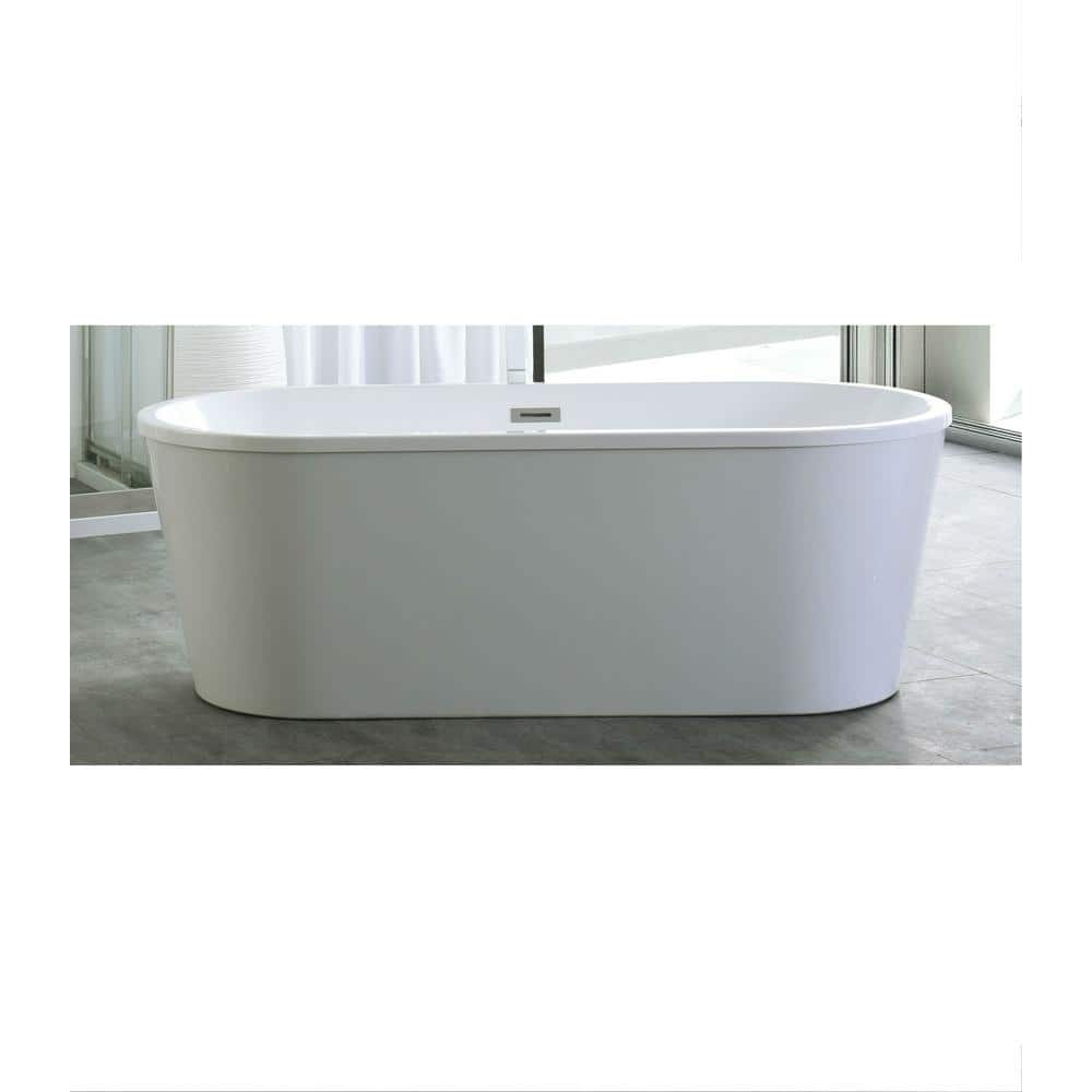 67.3 in. Acrylic Class Flatbottom Non-Whirlpool Bathtub in White