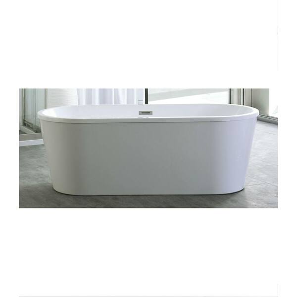 Unbranded 67.3 in. Acrylic Class Flatbottom Non-Whirlpool Bathtub in White