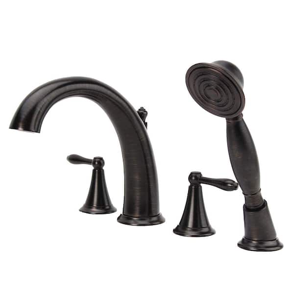 Fontaine Montbeliard 2-Handle Deck-Mount Roman Tub Faucet with Handshower in Oil Rubbed Bronze