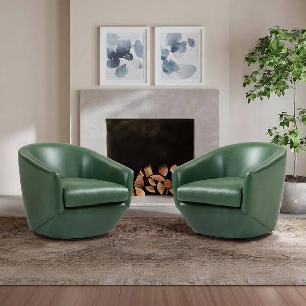 【りっぽ】グリーンレザーアームチェア Uixe Modern Green PU Leather Swivel Accent Arm Chair with