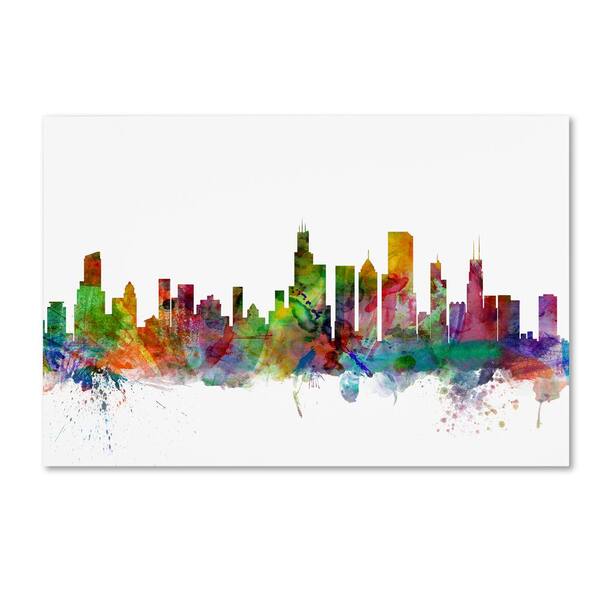 Trademark Fine Art Chicago Illinois Skyline by Michael Tompsett Wall