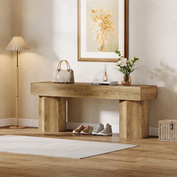 BYBLIGHT Brown Entryway Dining Bedroom Bench Shoe Bench with Distinctive Hexagonal Legs 41.34 in.