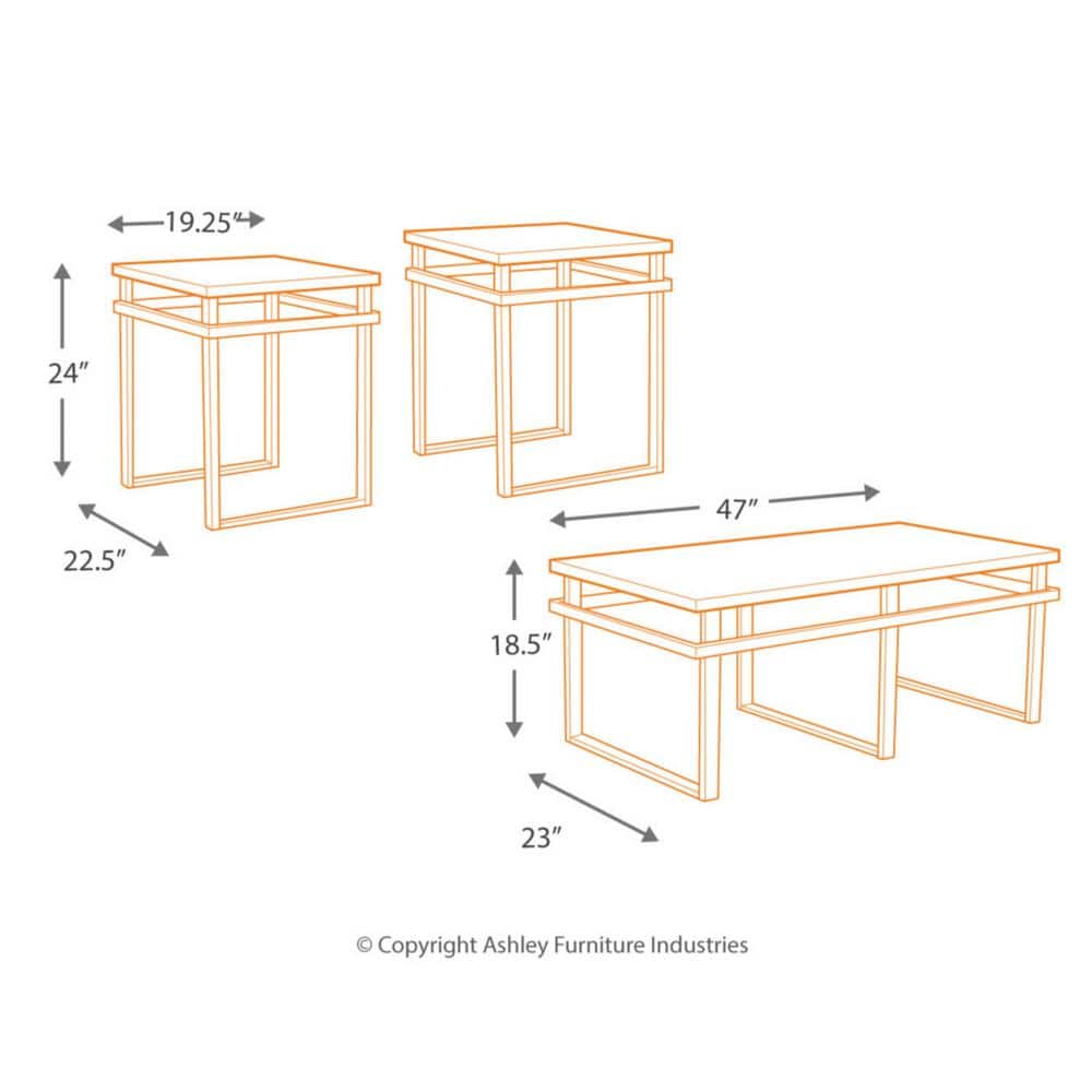 Laney Black Glass and Metal 3-Piece Rectangular Table Set