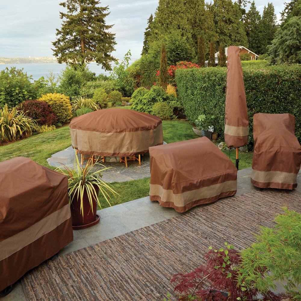Beige and Brown Water-Resistant 100 Inch Patio Table Cover