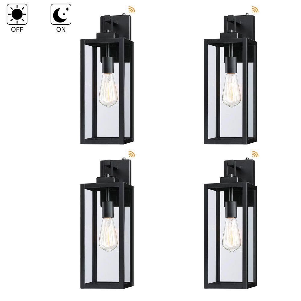 Bonanza 18 in. 1-Light Matte Black Outdoor Wall Lantern Sconce with Dusk to Dawn (4-Pack) price history on PriceWatchPro