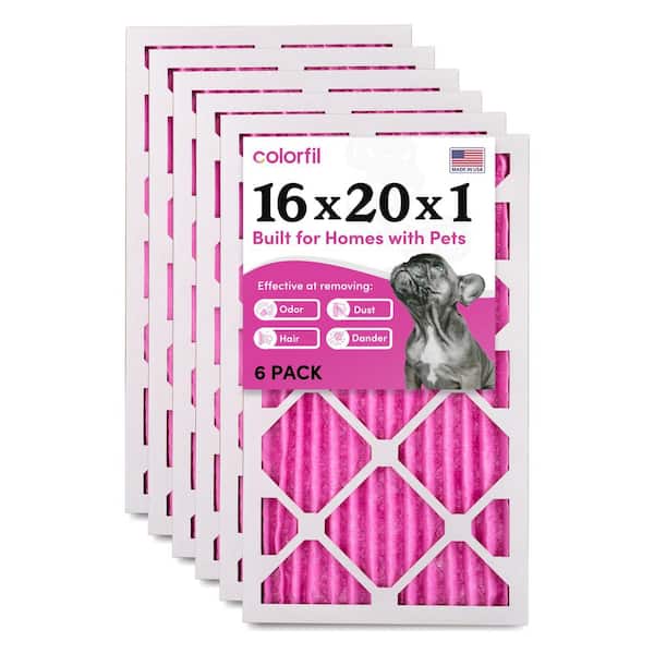 16 in. x 20 in. x 1 in. Odor Removal and Color Changing Pleated Furnace Air Filter, MERV 8 (6-Pack)
