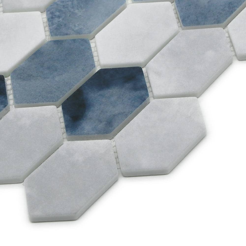 10.75" x 10.12" Hexagonal Recycled Glass Wall & Floor Tile