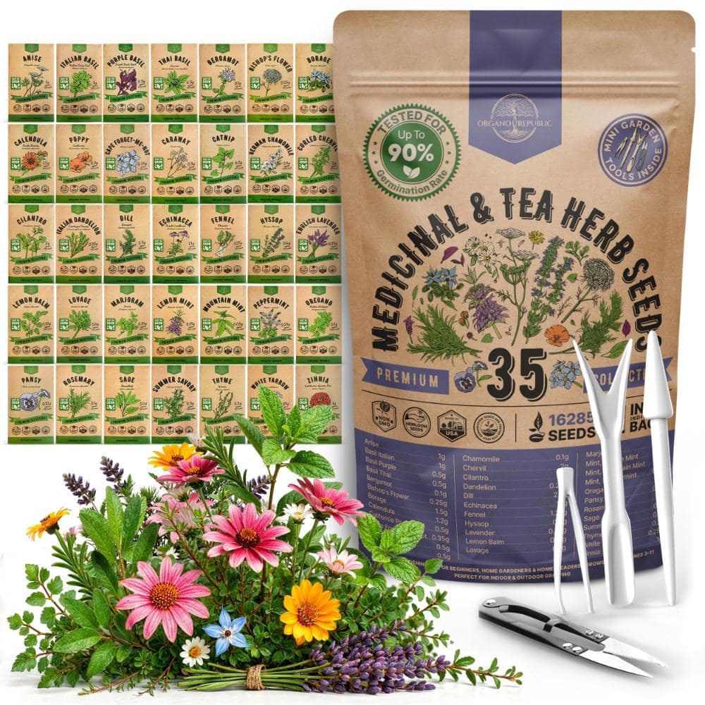 35 Medicinal & Tea Herb Seeds - 16,335+ Non-GMO Heirloom Seeds for Planting Medicinal and Tea Herbs price history on PriceWatchPro