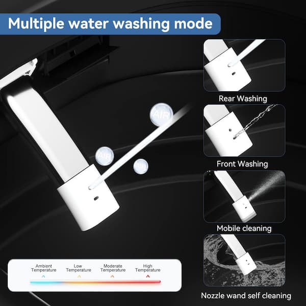 LORDEAR Smart Bidet Toilet with Digital Display, Dual Flush, Matte Black