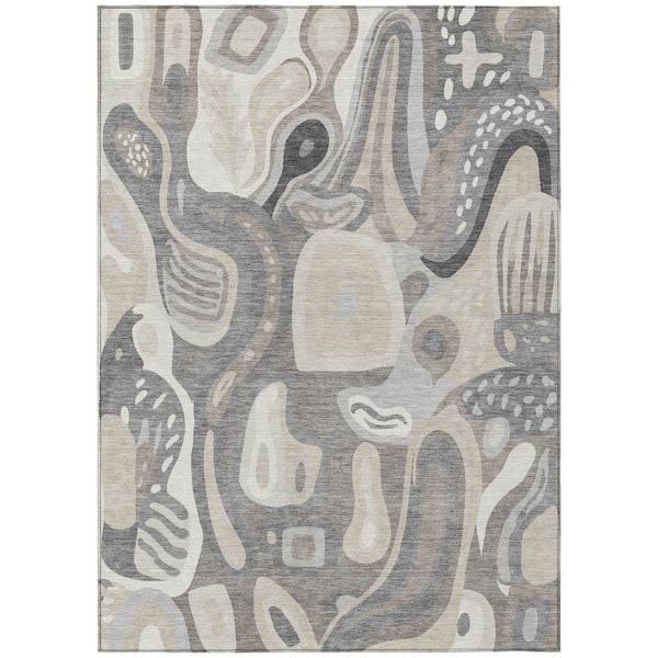 Chantille Machine Washable Indoor/Outdoor Abstract ACN2488 Taupe 3 ft. x 4 ft. Area Rug