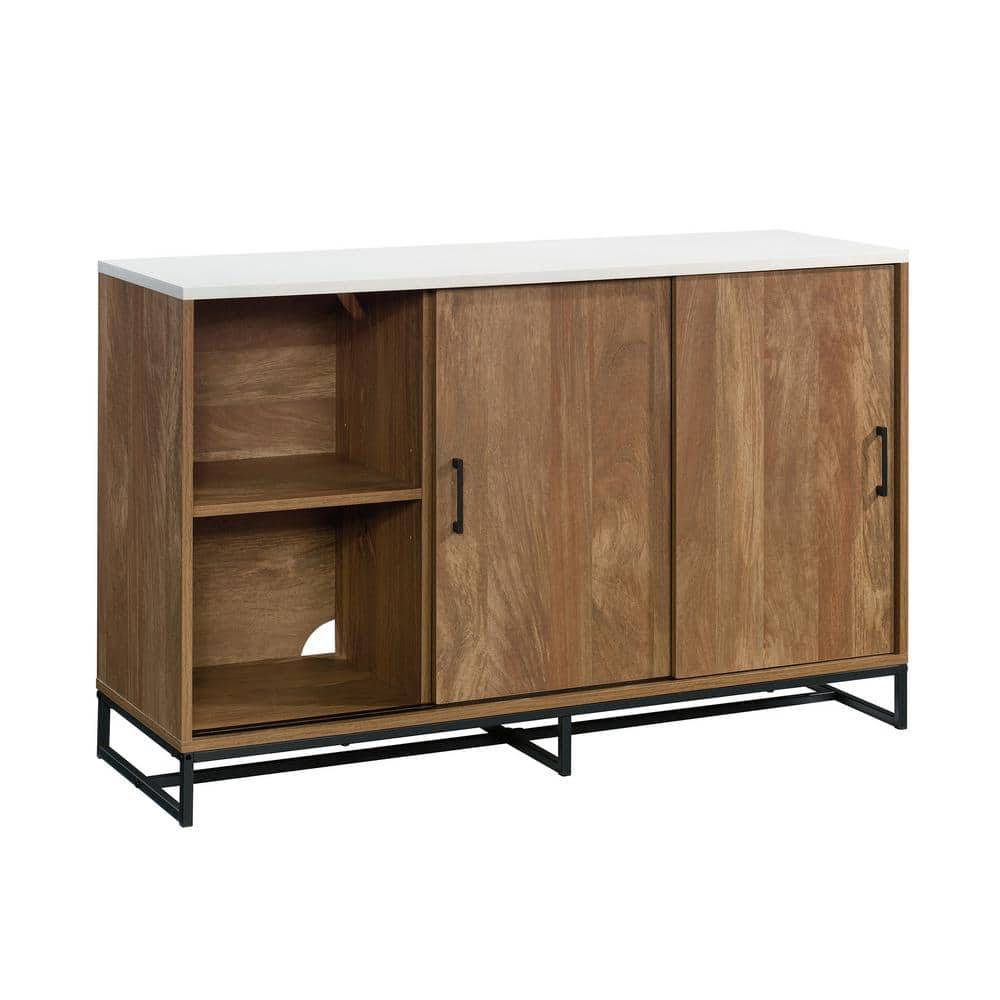 Sindoori Mango and White TV Credenza with Sliding Doors