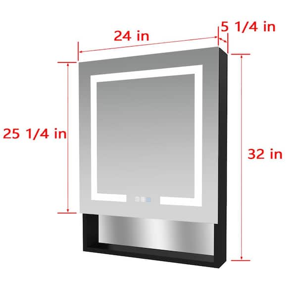 Satico 24 in. W x 32 in. H Rectangular Aluminum Medicine Cabinet with Mirror