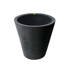 Crete 16.5 in. Hx 16 in. Black Plastic Concrete Texture Self-Watering Planter