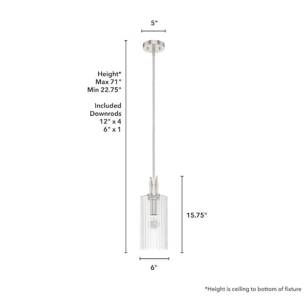 Hunter Gatz 1-Light Brushed Nickel Island Mini Pendant Light with