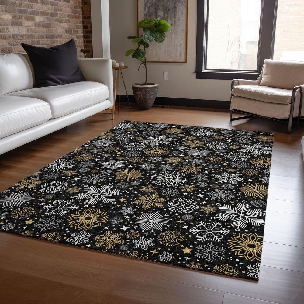 Chantille Machine Washable Indoor/Outdoor Abstract ACN1823 Black 3 ft. x 5 ft. Area Rug price history on PriceWatchPro