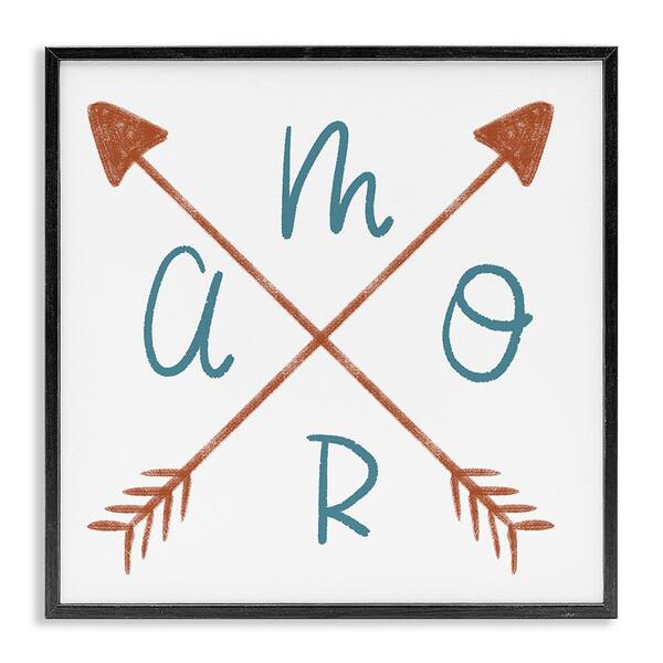 Stupell Industries Love with Crossed Arrows by SD Graphics Studio Black Framed Typography Giclee Art Print 24 in. x 24 in.