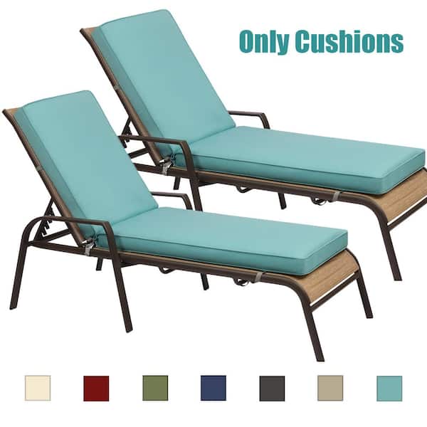 Aoodor 22 in. x 72 in. Outdoor Chaise Lounge Cushion in Blue (2-Pack)