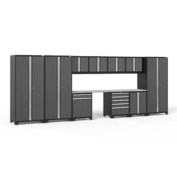 NewAge Products Pro Series 12-Piece 18-Gauge Welded Steel Garage Storage System in Charcoal Gray (220 in. W x 85 in. H x 24 in. D)