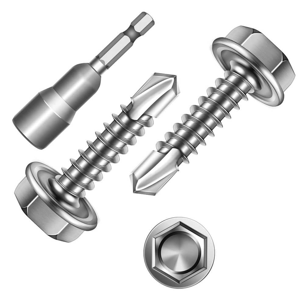 "#8 x 3/4 in. 410 Stainless Steel  Hex Self Tapping Drilling Sheet Metal Screw (100-Pack)" price history on PriceWatchPro