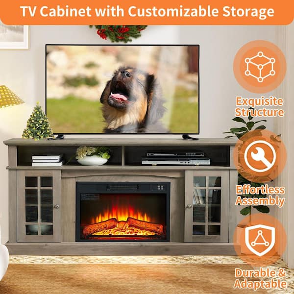 ToolCat 58 in. Freestanding Electric Fireplace TV Stant