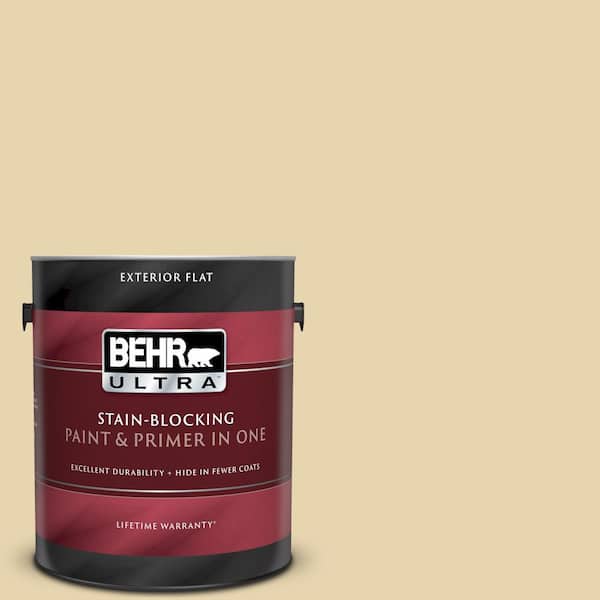 BEHR ULTRA 1 gal. #UL180-11 Lemon Drop Flat Exterior Paint and Primer in One