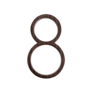 5 in. Wood Grain Zinc Alloy Floating or Flush House Number 8