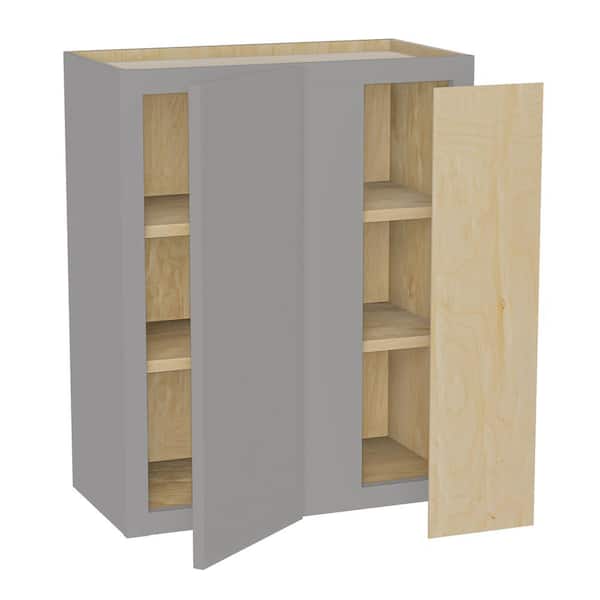 Home Decorators Collection Hargrove 24 in. W x 12 in. D x 30 in. H Assembled Plywood Blind Wall Kitchen Cabinet in Veiled Gray with Soft Close RH