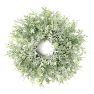 16 in. Frosted Green Artificial Eucalyptus Leaf Foliage Greenery Wreath  83938-FRT-GR - The Home Depot