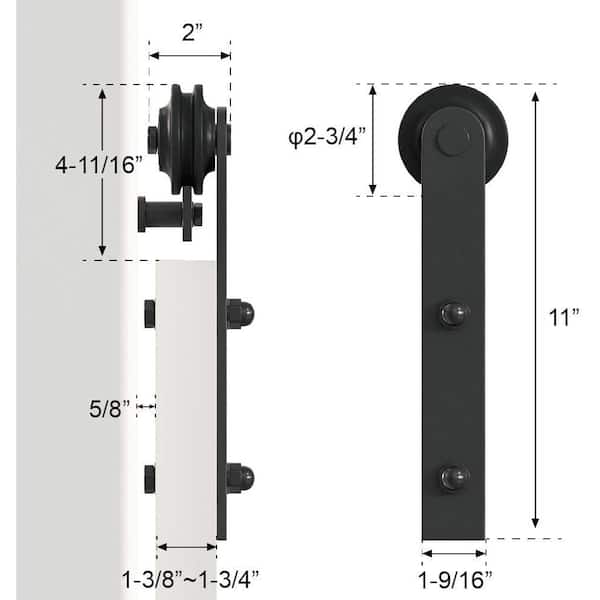 96 in. Frosted Black Sliding Barn Door Hardware Track Kit for Single with Non-Routed Floor Guide 96 in. Frosted Black Sliding Barn Door Hardware Track Kit for Single with Non-Routed Floor Guide