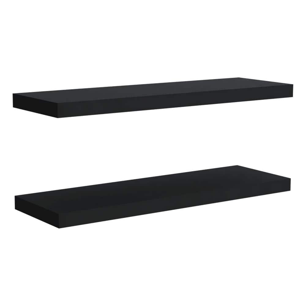 32 in. W x 10 in. D Black Decorative Wall Shelves Storage Shelf (Set of 2),